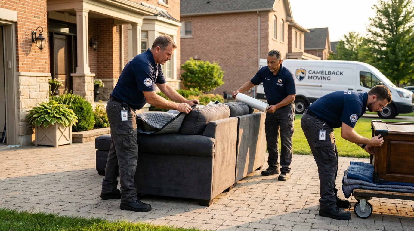 Large estate moving crew wrapping furniture in Colleyville, TX